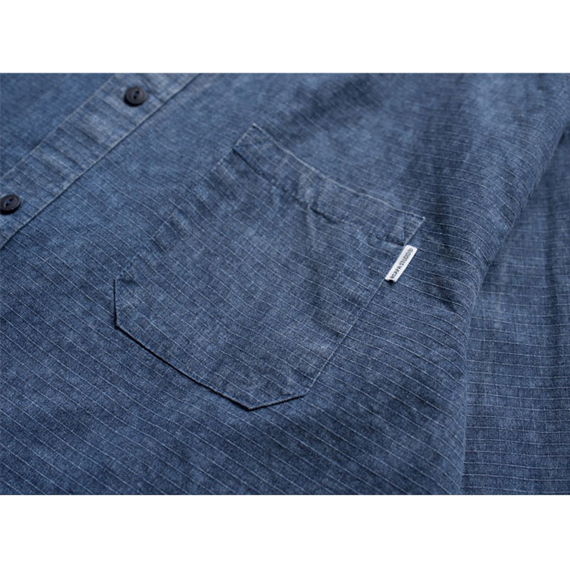 Elbow patch checkered indigo dyed shirt