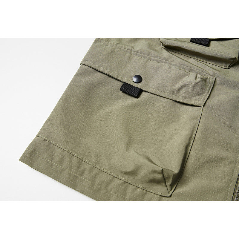 3色展開 Multi pocket フェイクレイヤードチェック柄アウトドアベスト