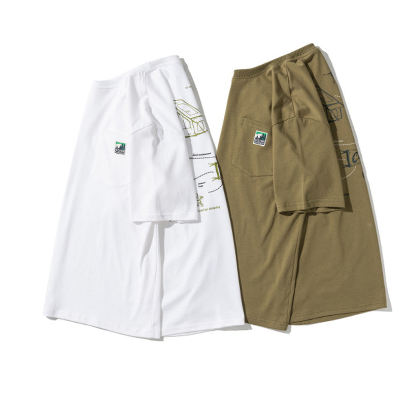 夏新作 Yama camping プリント半袖Tシャツ