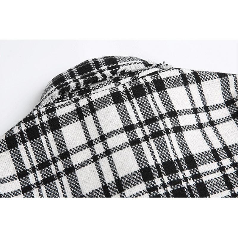 Fashion check pattern long sleeve shirt