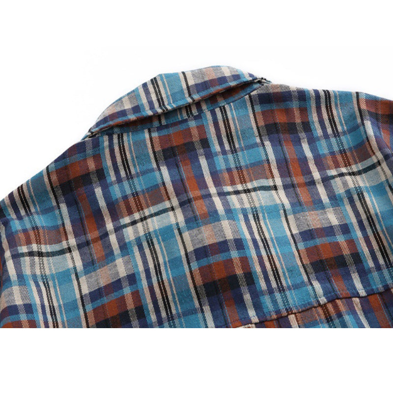 New Summer Check Cotton Short Sleeve Shirt