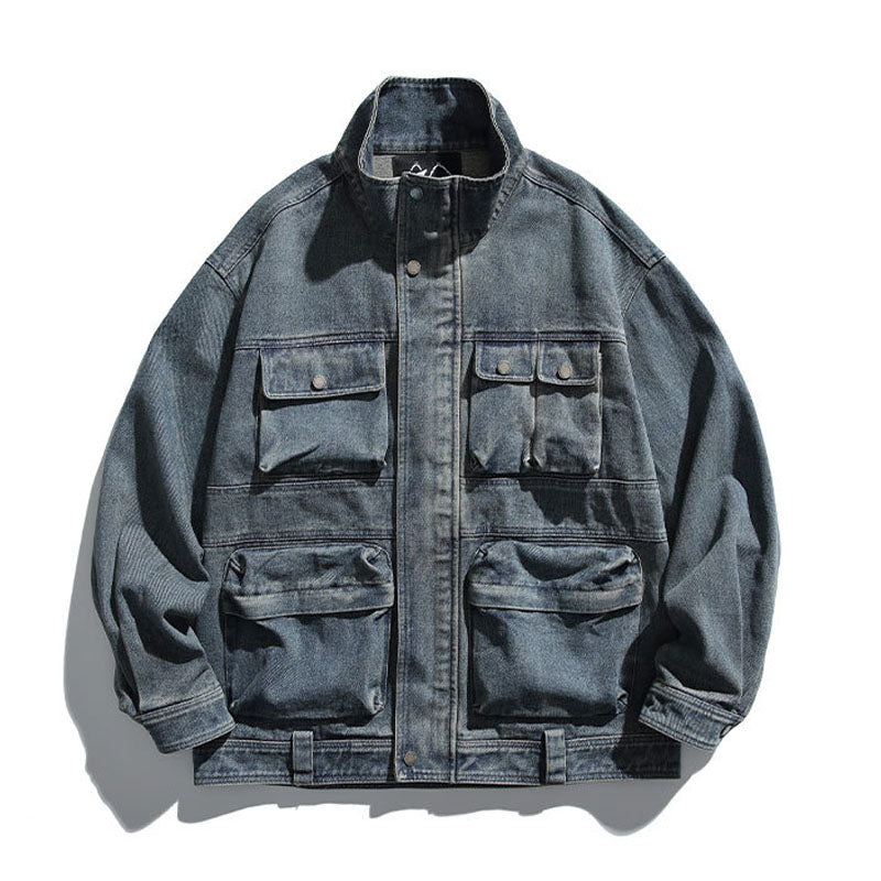 Multi Pocket スタンドカラーデニムジャケット