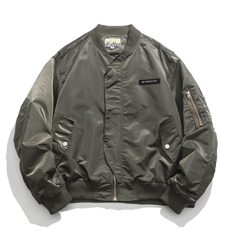 Men's Casual Solid Color Alphabet Zipper Coat