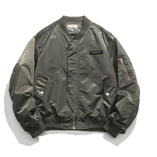 Men's Casual Solid Color Alphabet Zipper Coat
