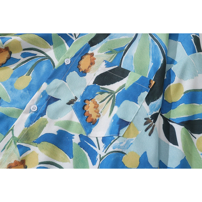 Long Sleeve Vacation Painting Print Shirt