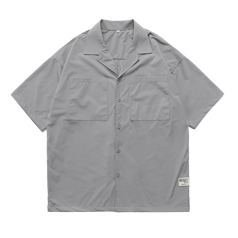 Classic plain Cuban color work short sleeve shirt