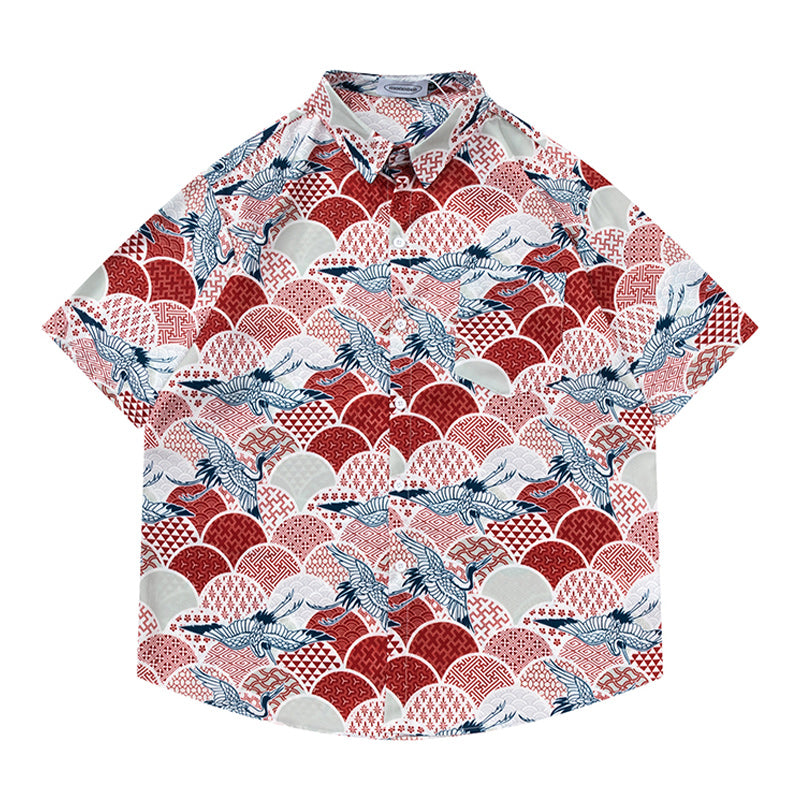 Traditional print all-over aloha short-sleeved shirt