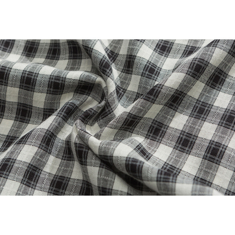 Cuban neck plaid work shirt with pocket