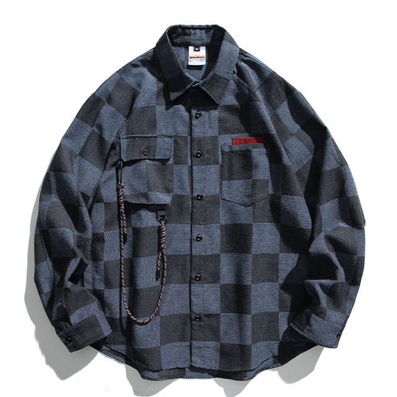 Gingham check work shirt with loop rope