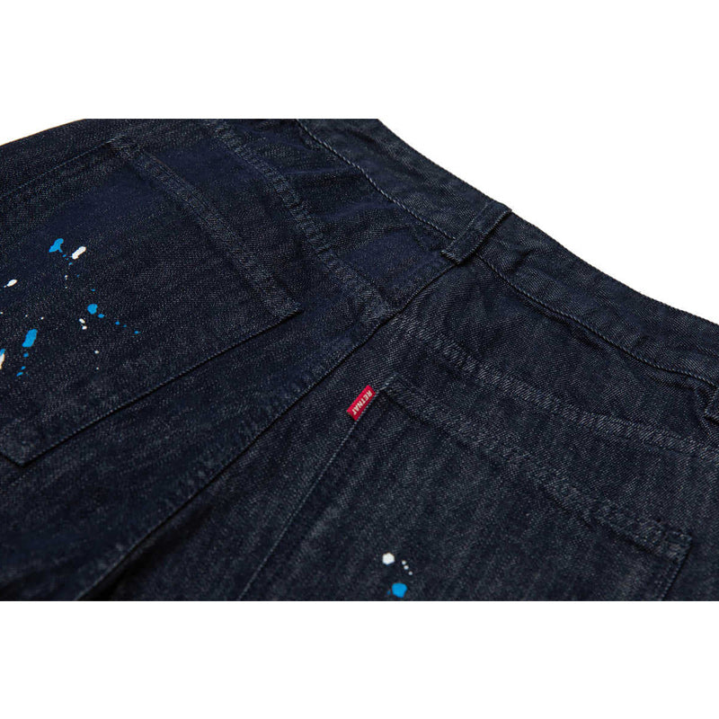 Unique vertically faded painted denim pants