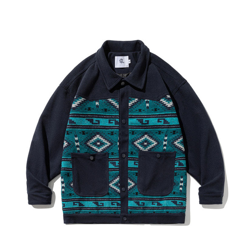 Color-coordinated retro ethnic shirt