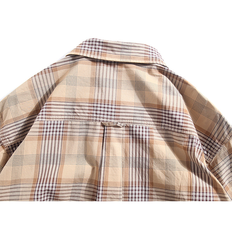 Classic cotton check pattern long sleeve shirt