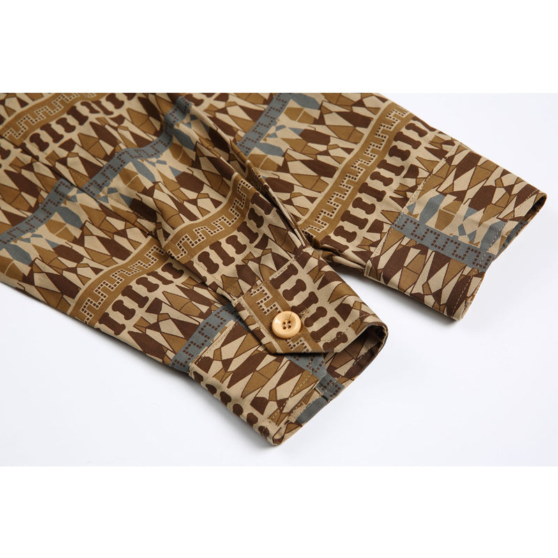 Ethnic print long-sleeved shirt for fall