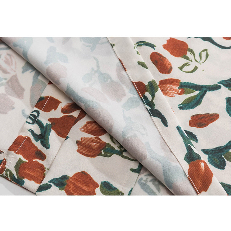 Cuban color floral print aloha shirt short sleeve