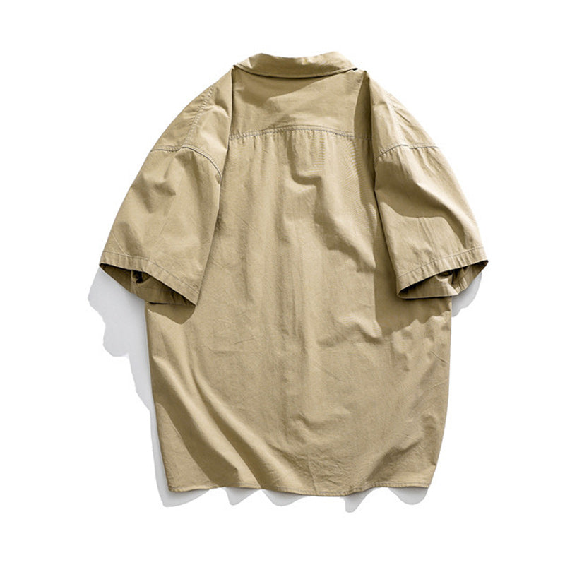 Classic simple plain pocket work short sleeve shirt