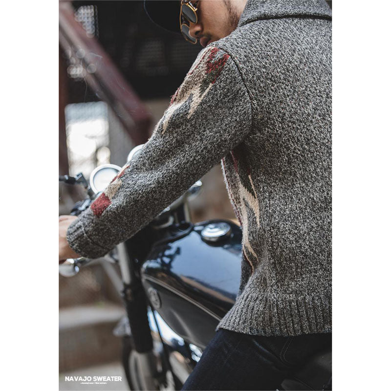 Navajo sweaterアメカジ エスニック風 へちまカラー ニットセーター
