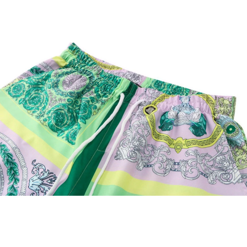 Beach-style short-sleeved shirt + shorts 2-piece set