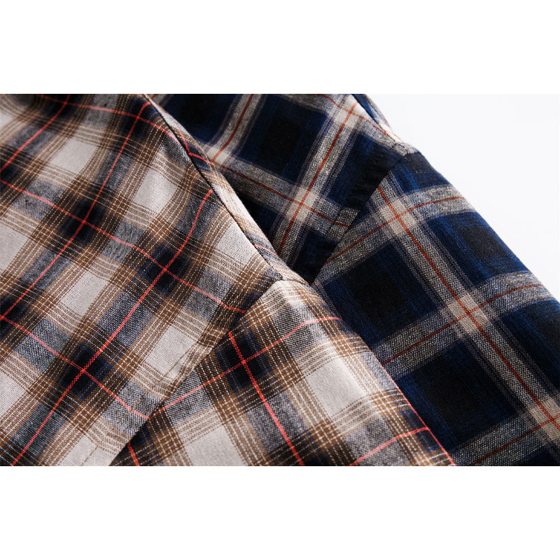 Classic check pattern work short-sleeved shirt