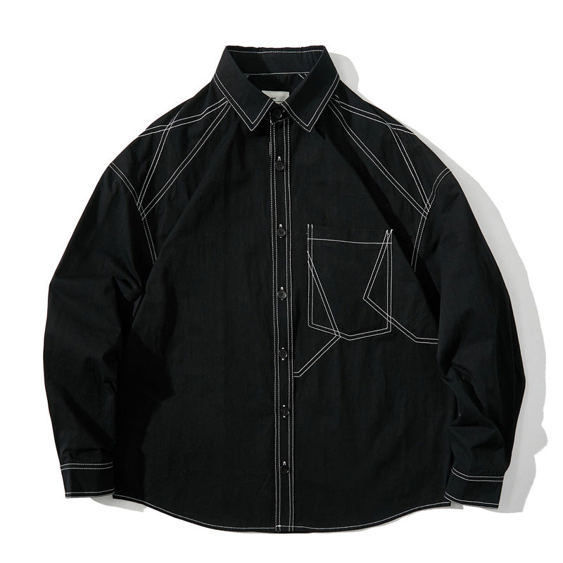 Fashion loose pocket long sleeve shirt