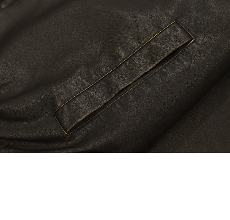 American Casual Retro Wash PU Leather Jacket