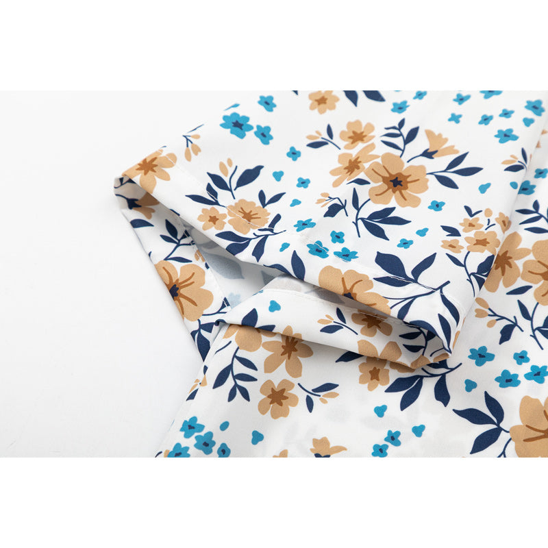 Fresh floral print short sleeve shirt