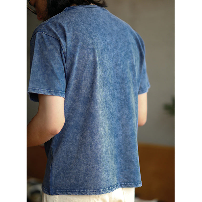 スノーウォッシュ加工 切替デニムポケットコットンTee