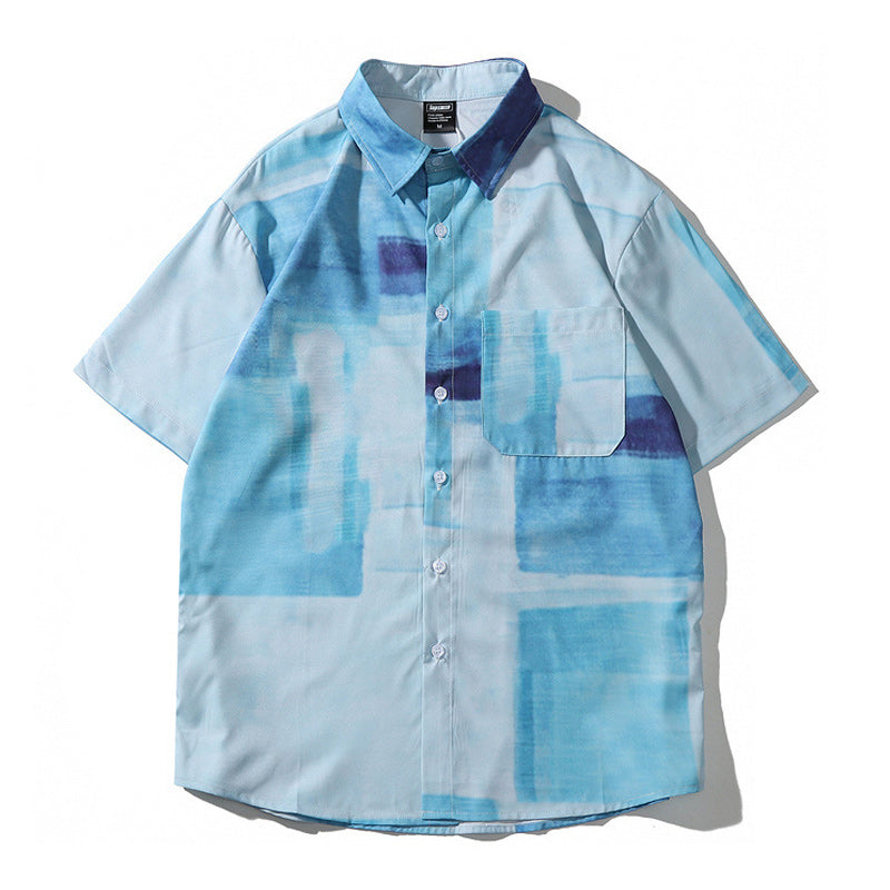 Vintage Oil Painting Print Hawaiian Short Sleeve Shirt