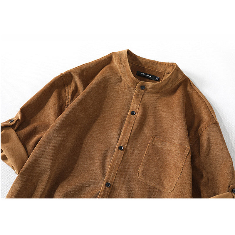 New for summer: Solid color, collarless, short-sleeved shirts M-5XL