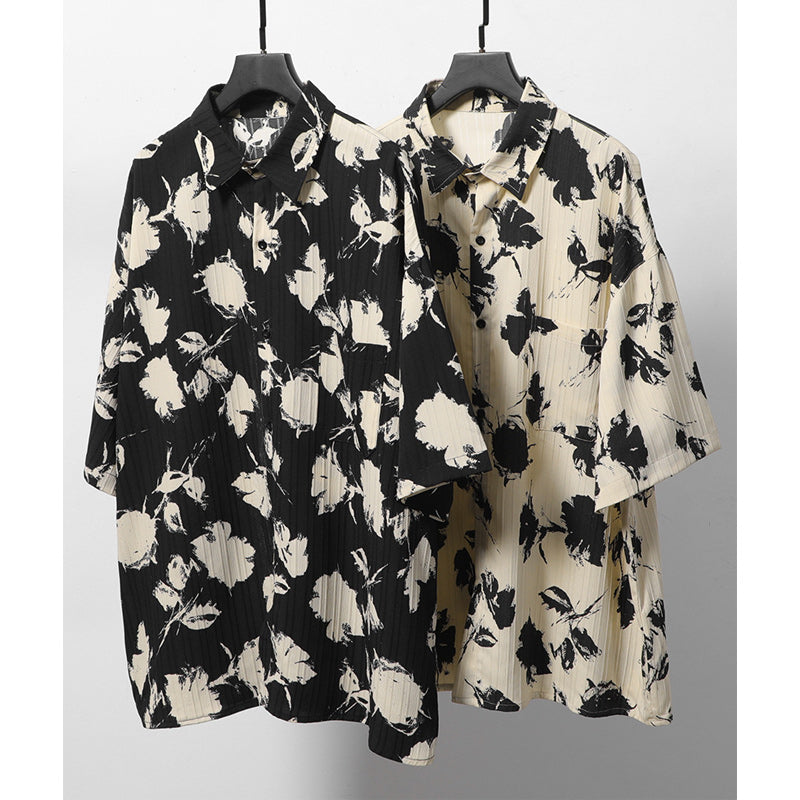 Retro floral short-sleeve Hawaiian quick-drying shirt