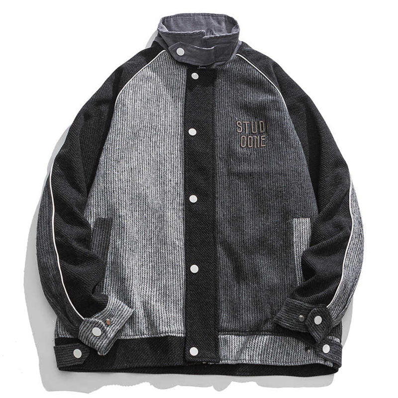 Vintage distressed corduroy stand-collar jacket