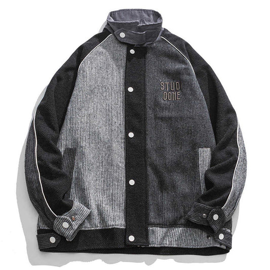 Vintage distressed corduroy stand-collar jacket