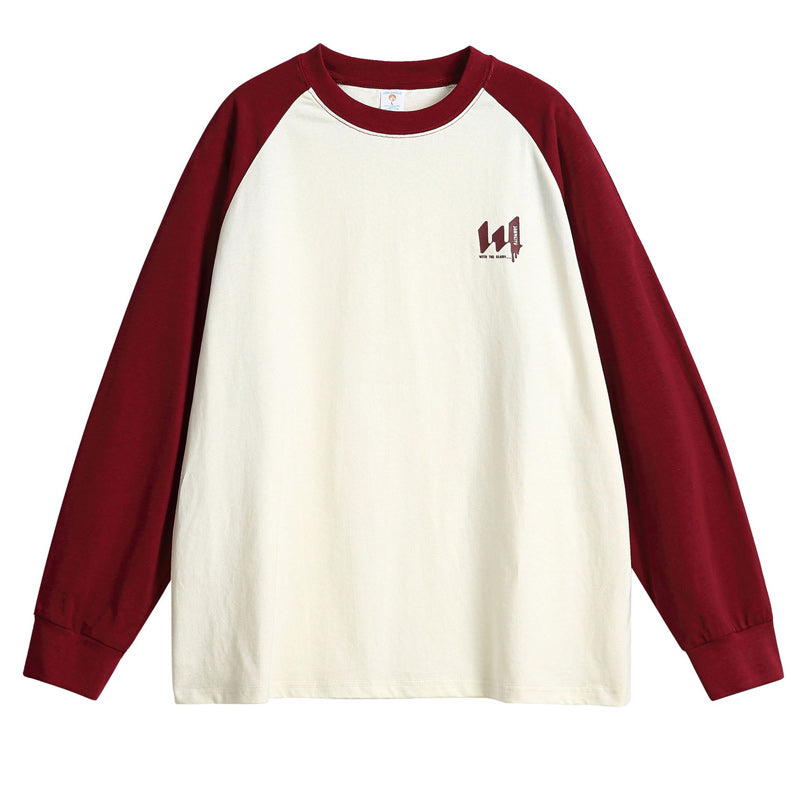 Four-color long-sleeved T-shirt with contrasting colors