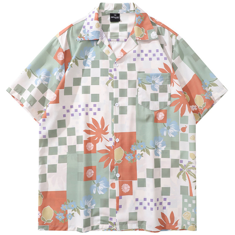 New summer geometric print short sleeve shirt