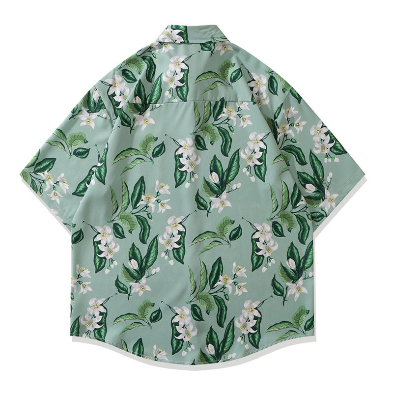 Fresh Hawaiian floral short-sleeved shirt