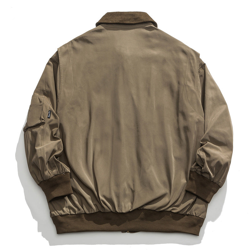Corduroy neck large pocket jacket