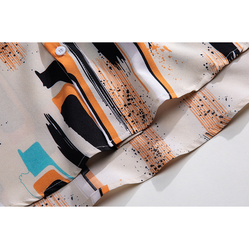 Retro print short sleeve aloha shirt