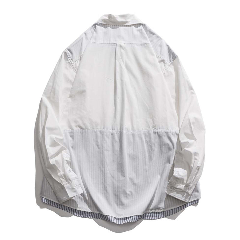 Striped plain long-sleeved shirt