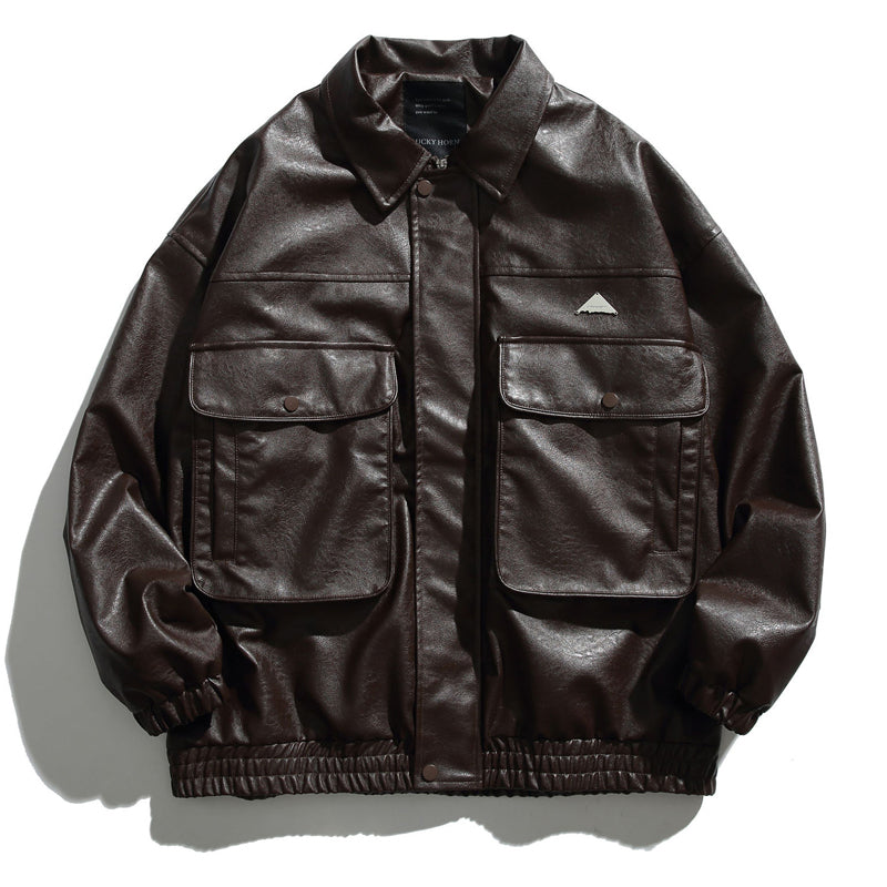 cityboy Cargo Men's Autumn Outdoor Leather Jacket, Waterproof and Windproof, for Commuting