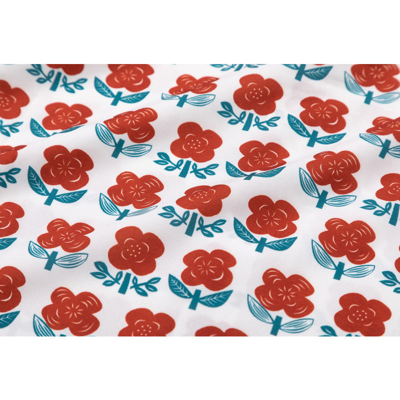 Full-bloom red flower print short-sleeved Hawaiian shirt