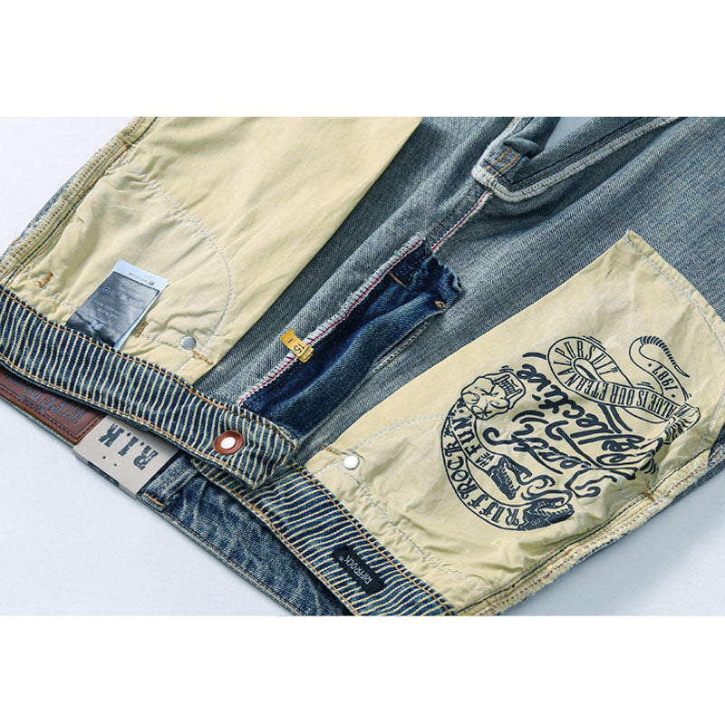 13.5 oz 100% cotton washed old straight jeans
