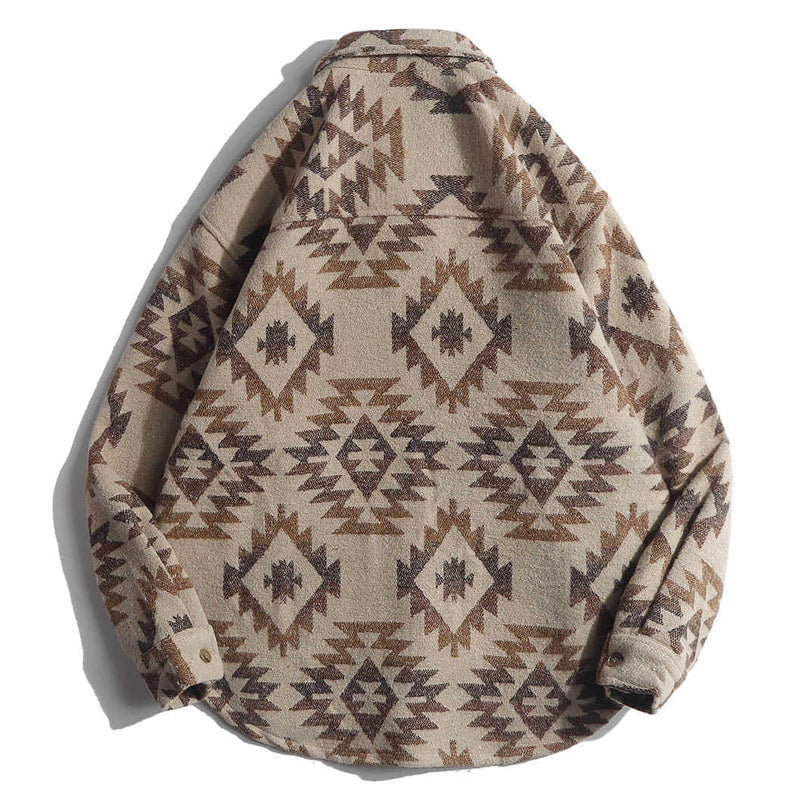 One-tone NAVAJO all-over print wool-blend tweed overshirt