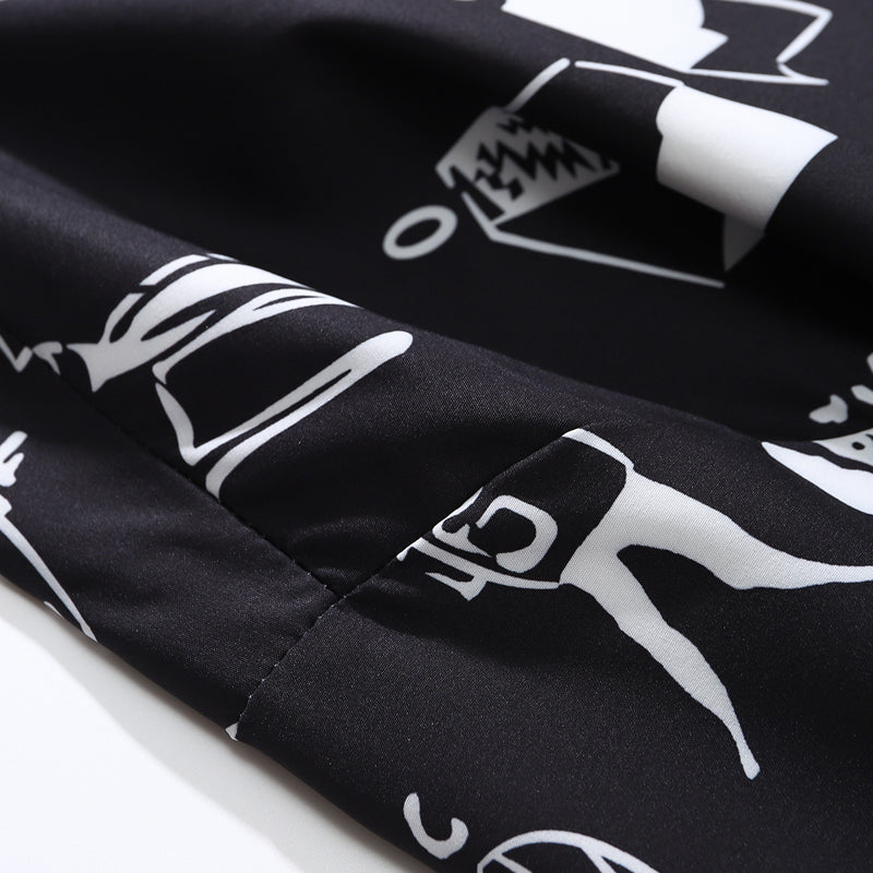 Classic black printed long-sleeved shirt