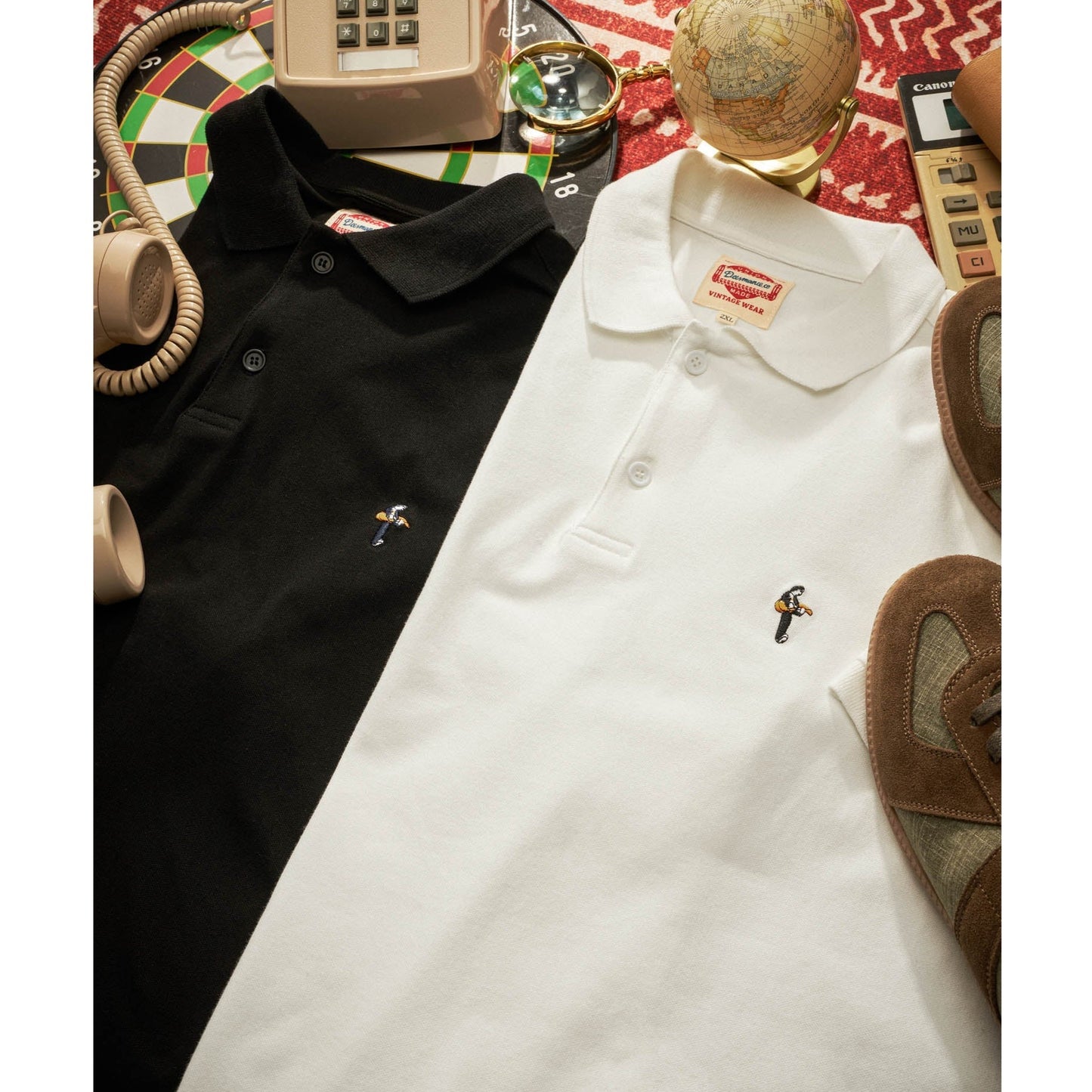 "Man playing guitar" mini embroidered pique polo shirt