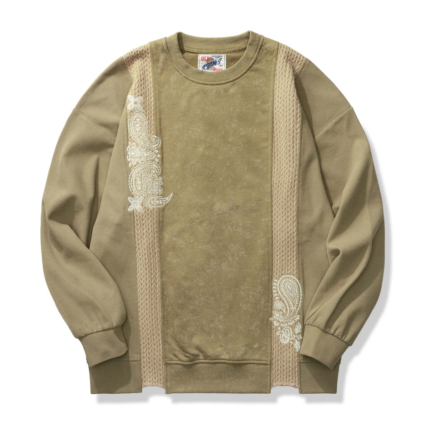 Reconstructed Paisley Embroidered Cable Knit Combi Sweatshirt