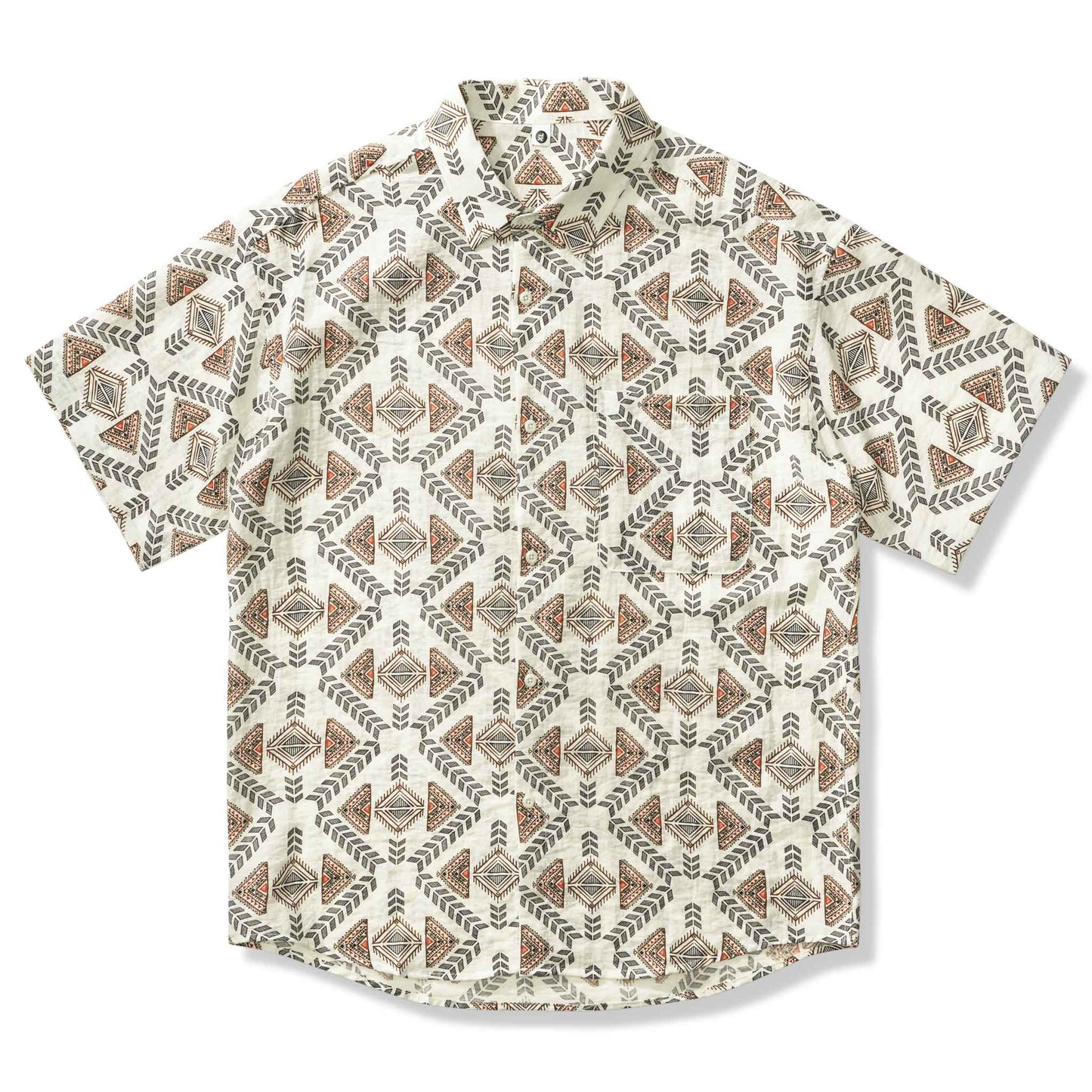 Native American print linen-blend shirt