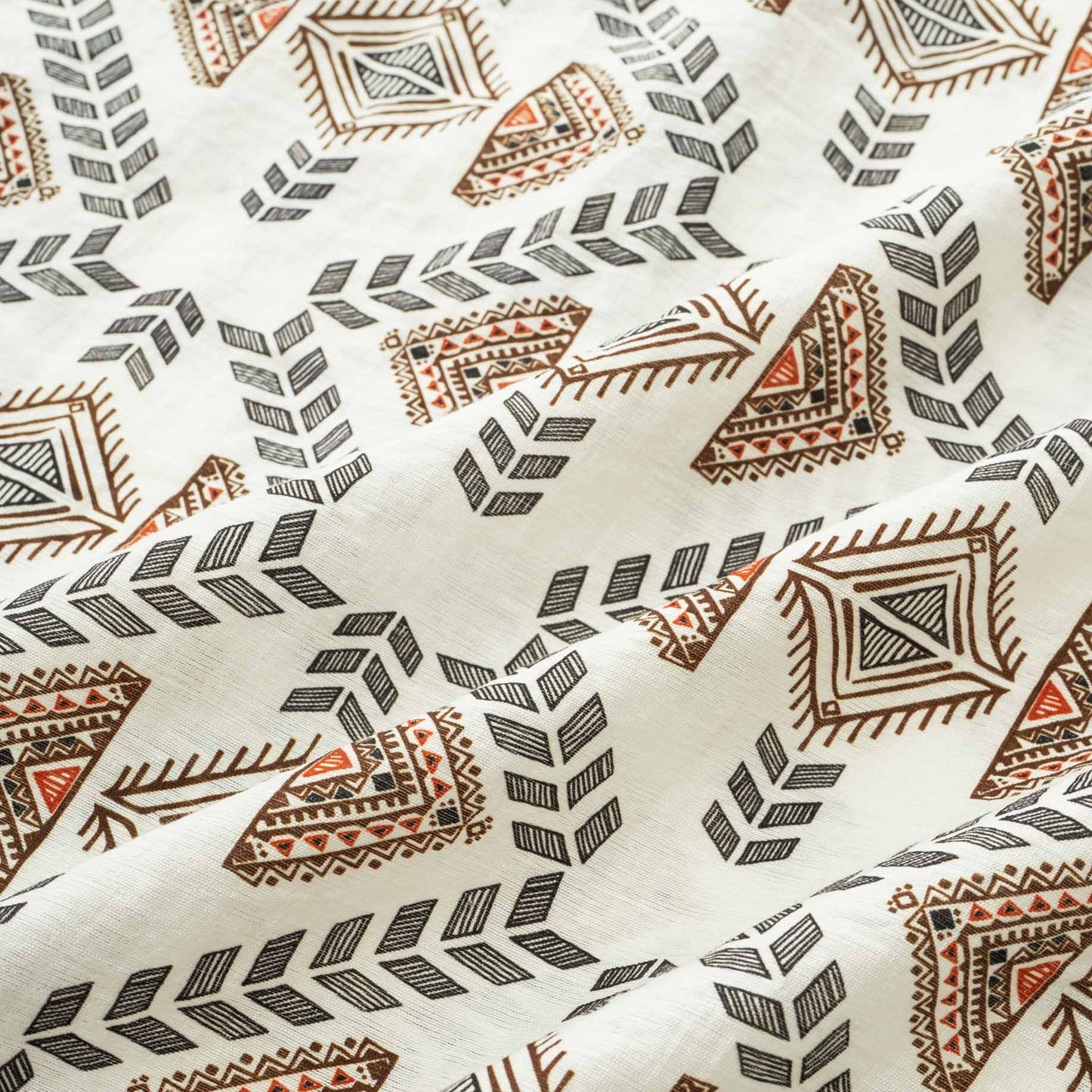 Native American print linen-blend shirt