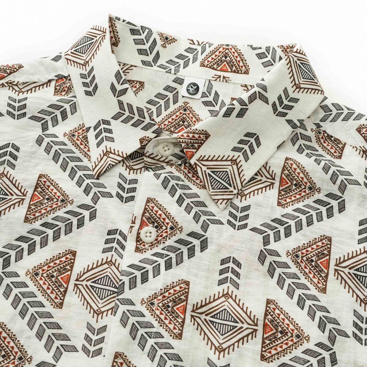 Native American print linen-blend shirt