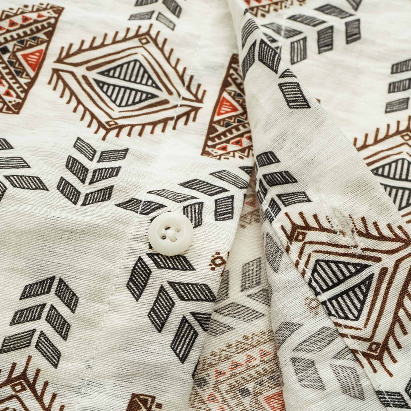 Native American print linen-blend shirt