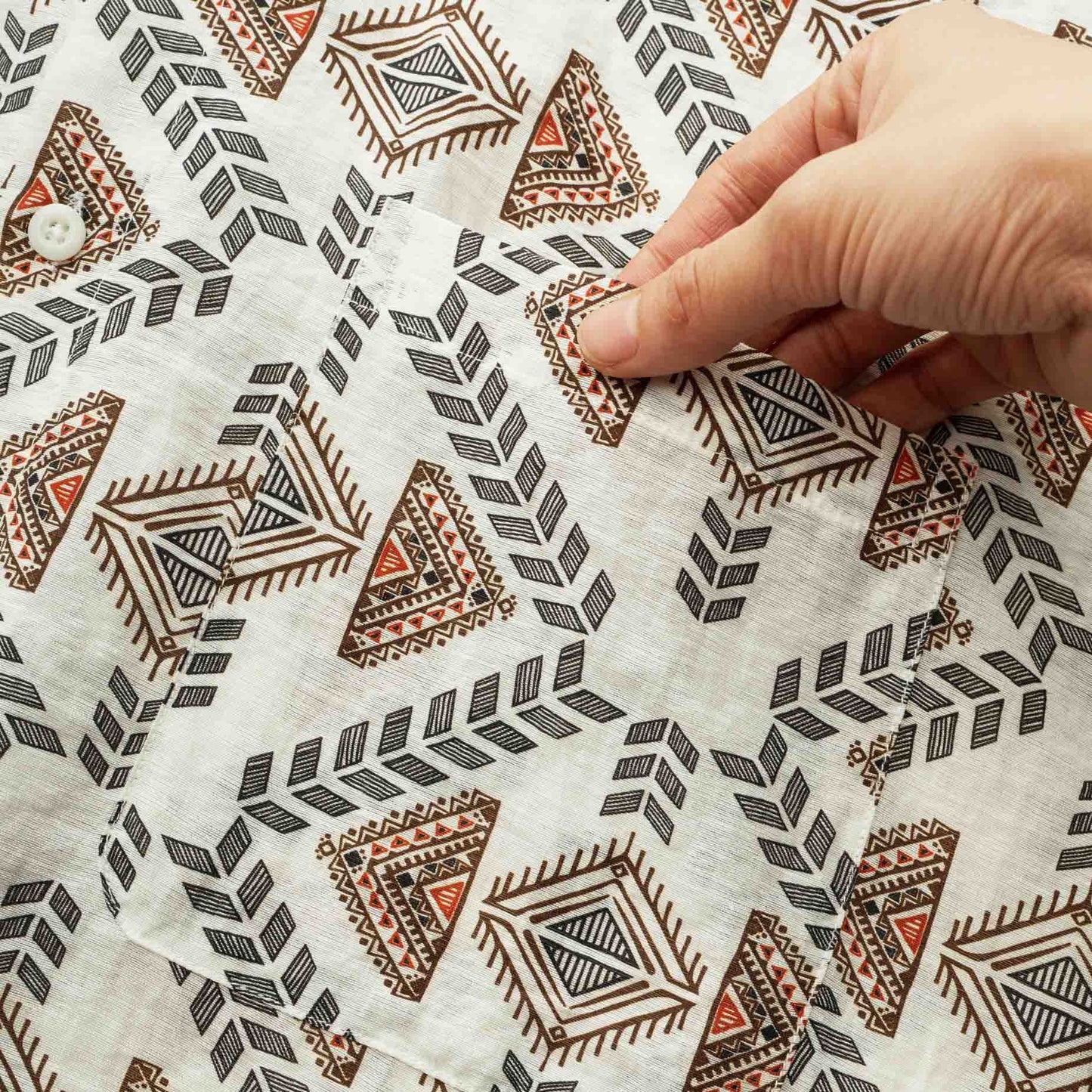 Native American print linen-blend shirt