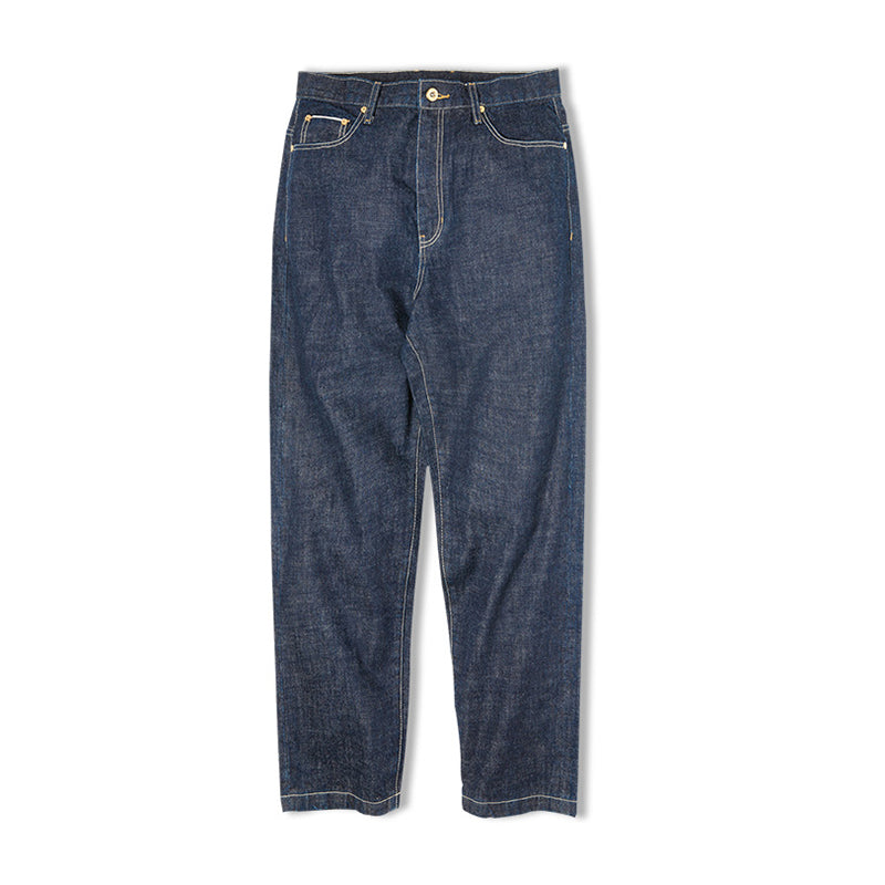 Red ear tannin wide straight raw denim pants